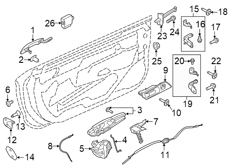 Diagram Door. Lock & hardware. for your 2015 Lincoln MKZ   