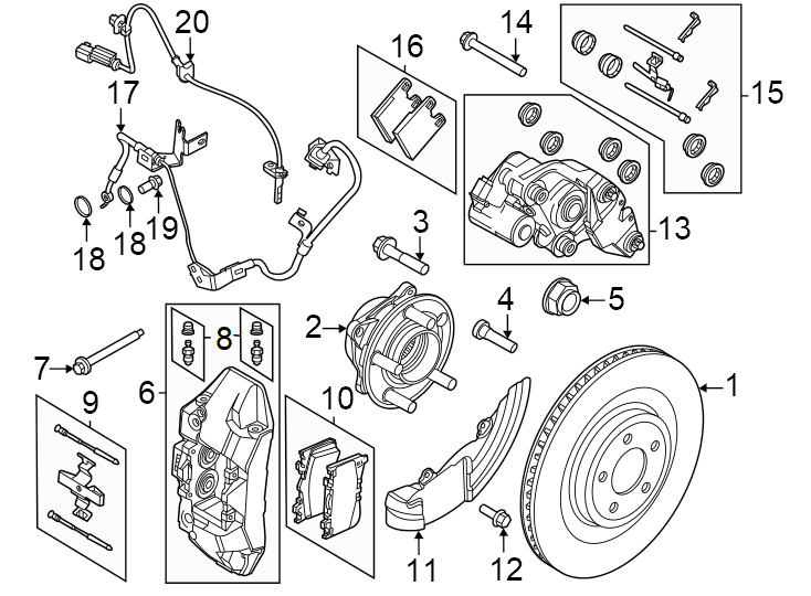 Diagram Rear suspension. Brake components. for your 2018 Lincoln MKZ   