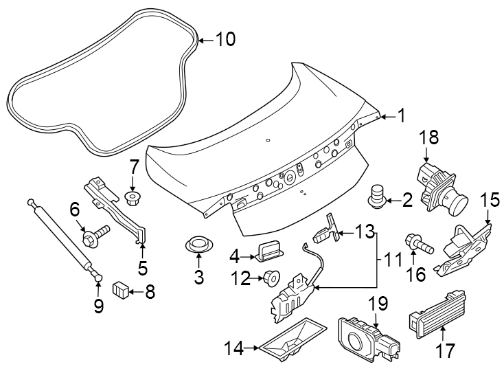 Diagram Trunk lid. Lid & components. for your 2011 Lincoln MKZ   