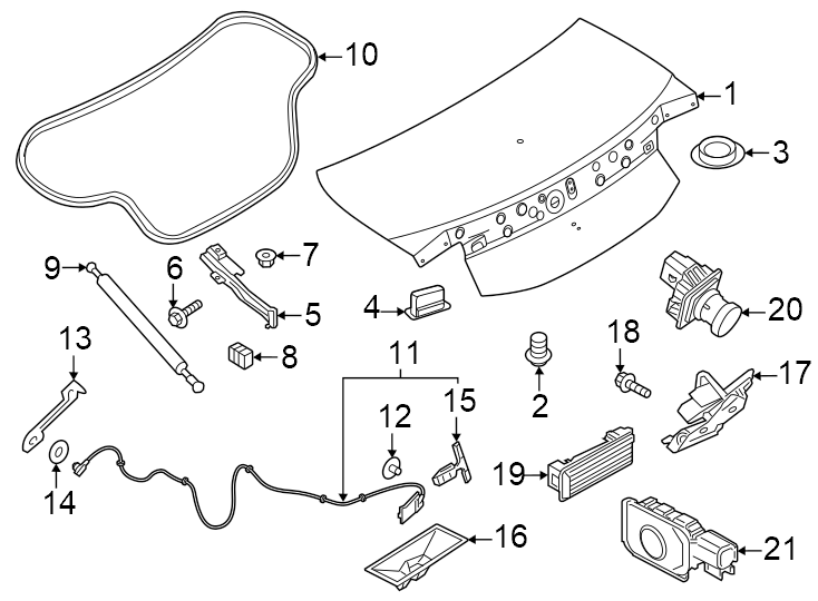 Diagram Trunk lid. Lid & components. for your 2014 Ford F-150 5.0L V8 FLEX A/T RWD XLT Extended Cab Pickup Fleetside 