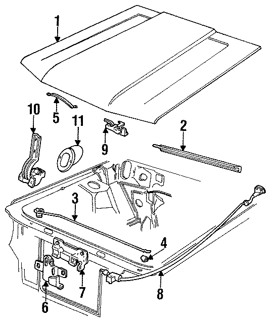 Diagram HOOD & COMPONENTS. for your Ford Maverick  