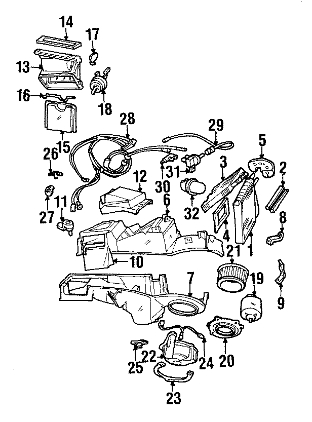 Diagram AIR CONDITIONER & HEATER. EVAPORATOR & HEATER COMPONENTS. for your 1992 Ford Ranger   