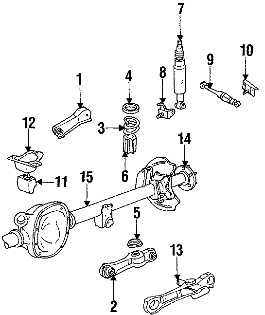 Diagram REAR SUSPENSION. AXLE HOUSING. STABILIZER BAR & COMPONENTS. SUSPENSION COMPONENTS. for your Ford Mustang  