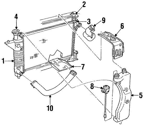 Diagram RADIATOR & COMPONENTS. for your Ford Mustang  