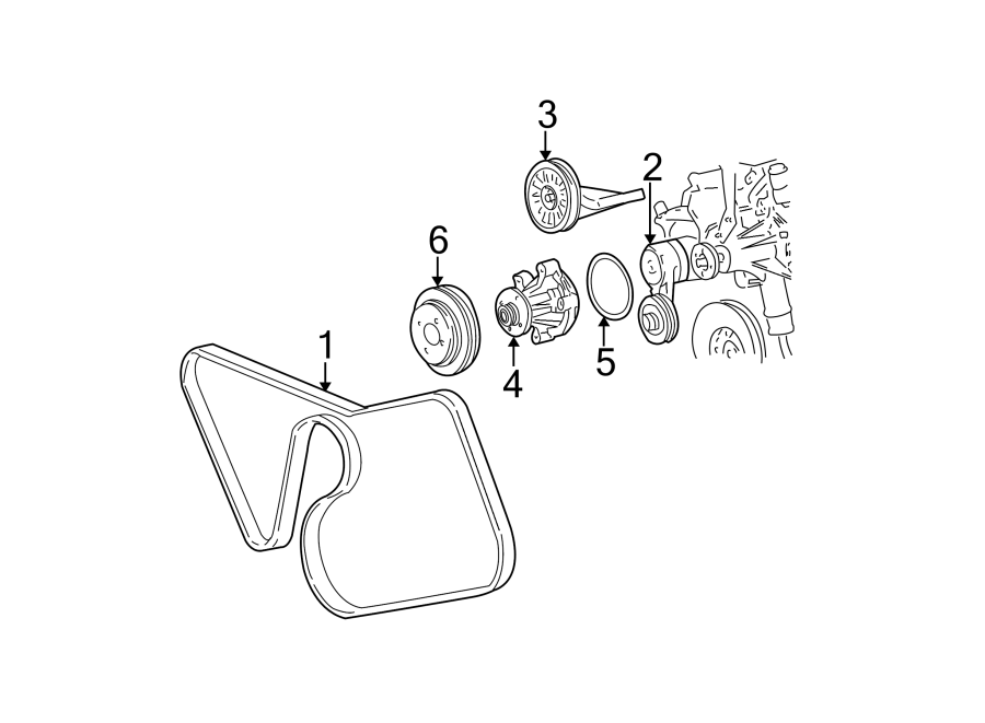 BELTS & PULLEYS. WATER PUMP. Diagram