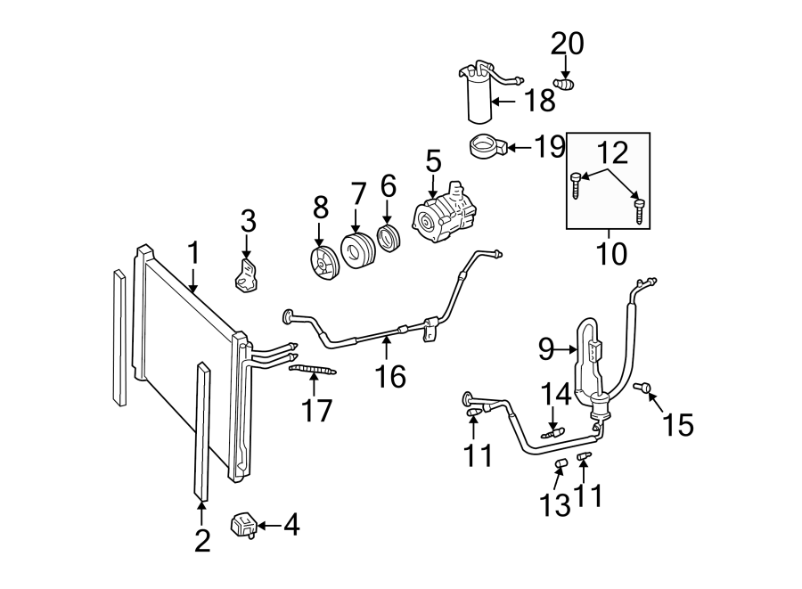 Diagram Air conditioner & heater. Quarter panel. Compressor & lines. Condenser. for your 2009 Ford Ranger 2.3L M/T RWD Sport Standard Cab Pickup Fleetside 