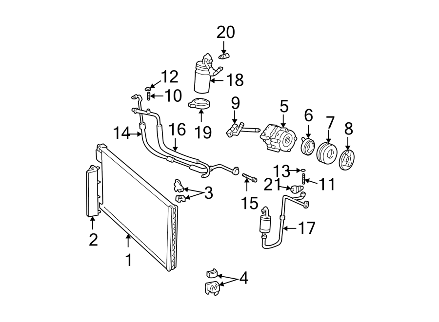 Diagram Air conditioner & heater. Compressor & lines. Condenser. for your Ford Mustang  