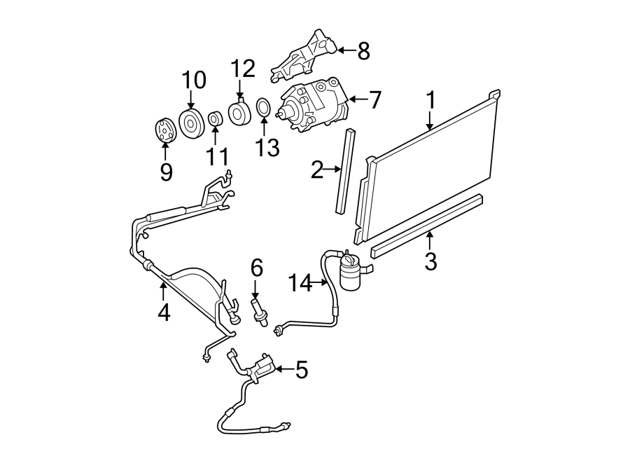 Diagram AIR CONDITIONER & HEATER. COMPRESSOR & LINES. CONDENSER. for your Ford