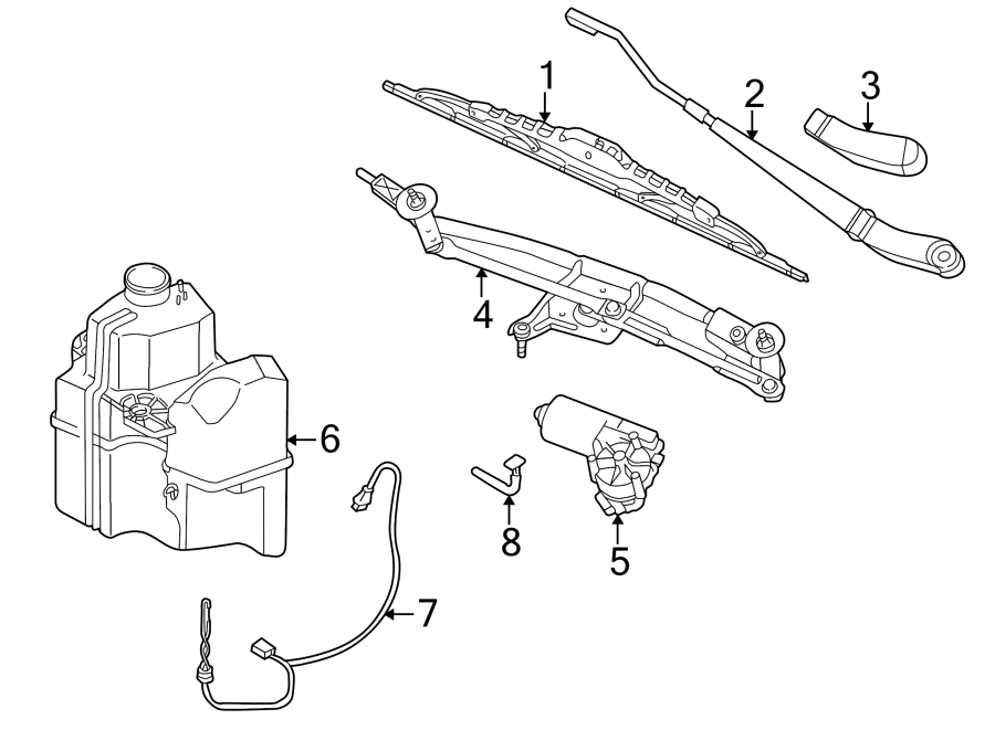 Diagram WINDSHIELD. WIPER & WASHER COMPONENTS. for your 1993 Ford E-350 Econoline Club Wagon   