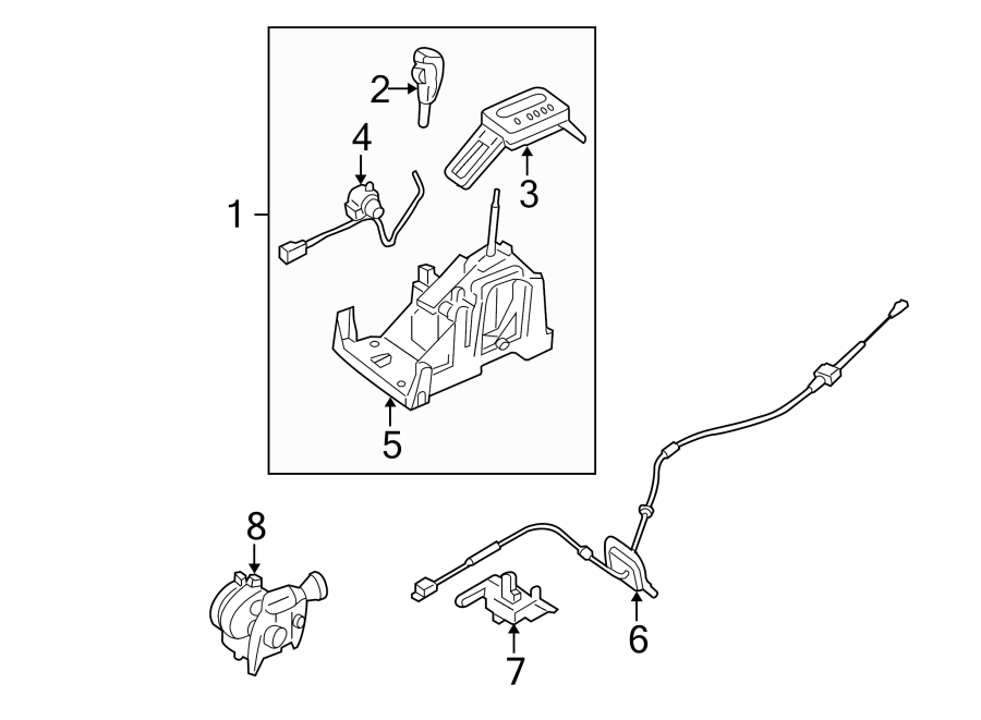 Diagram CONSOLE. SHIFTER HOUSING. for your 1997 Ford E-350 Econoline Club Wagon  XLT HD Standard Passenger Van 