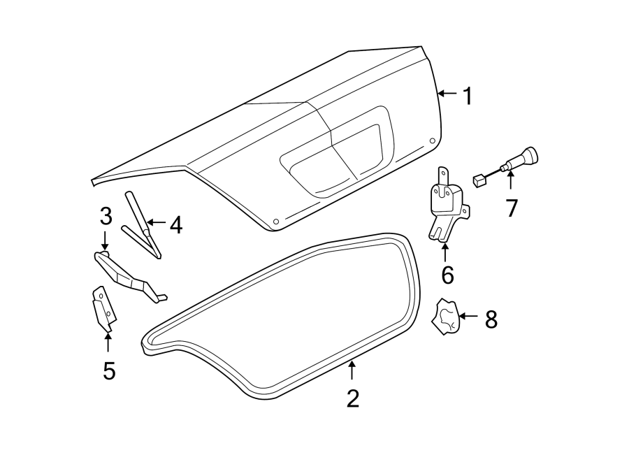 Diagram TRUNK LID. LID & COMPONENTS. for your 2021 Ford Transit Connect 2.5L Duratec A/T XLT Mini Cargo Van 