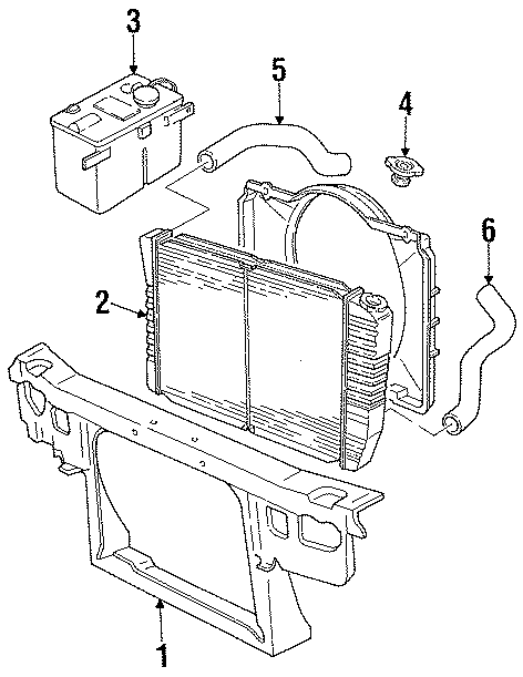 Diagram RADIATOR & COMPONENTS. RADIATOR SUPPORT. for your Ford Thunderbird  