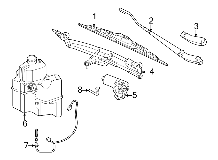 Diagram WINDSHIELD. WIPER & WASHER COMPONENTS. for your 1993 Ford E-350 Econoline Club Wagon   