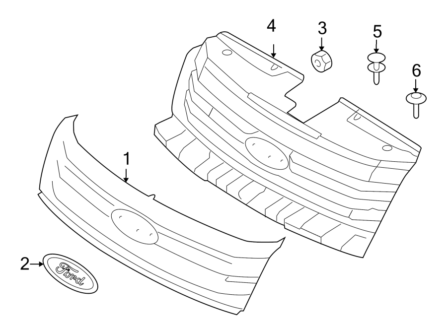 Diagram GRILLE & COMPONENTS. for your 2009 Ford F-150 4.6L Triton V8 A/T RWD XLT Crew Cab Pickup Stepside 