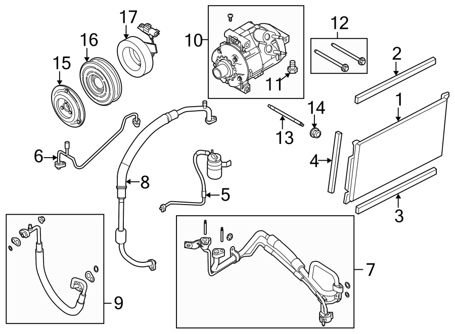 Diagram AIR CONDITIONER & HEATER. COMPRESSOR & LINES. CONDENSER. for your 2010 Lincoln MKZ   