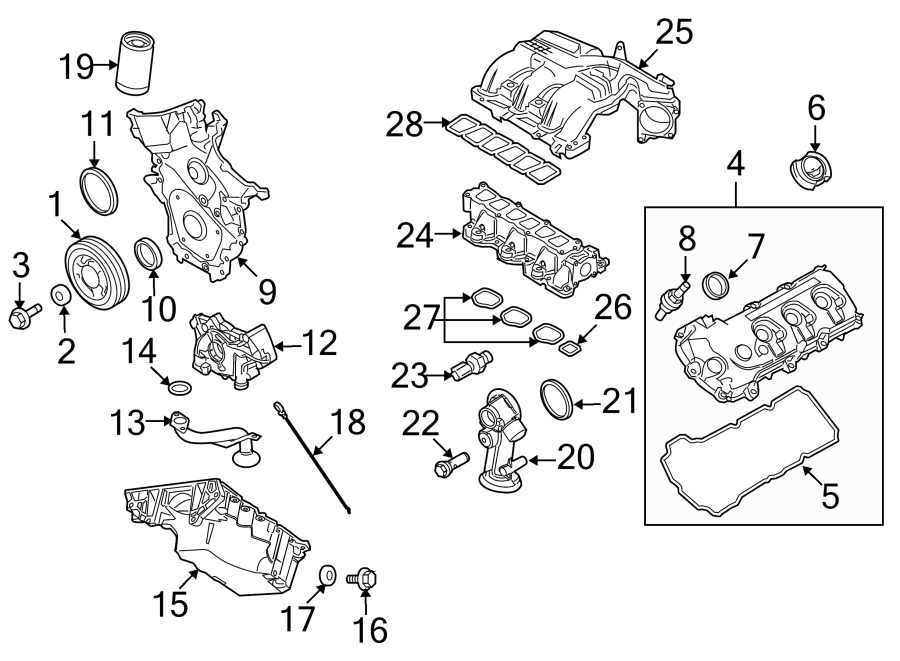 Diagram ENGINE PARTS. for your 1995 Ford