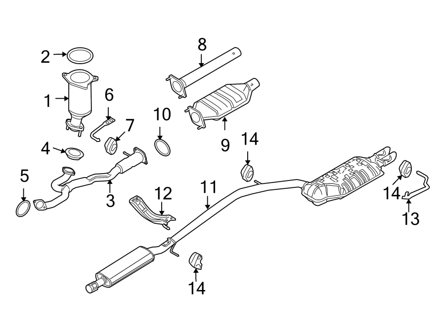 Diagram EXHAUST SYSTEM. EXHAUST COMPONENTS. for your 2017 Lincoln MKZ Premiere Hybrid Sedan  