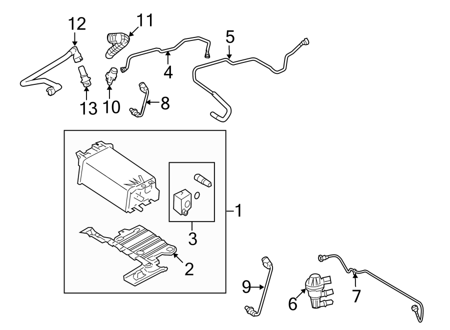 Diagram EMISSION SYSTEM. EMISSION COMPONENTS. for your Ford Edge  