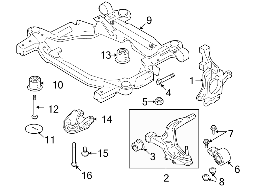 Diagram FRONT SUSPENSION. SUSPENSION COMPONENTS. for your 2016 Lincoln MKZ   