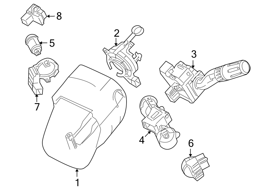 Diagram STEERING COLUMN. SHROUD. SWITCHES & LEVERS. for your 2003 Ford F-150 4.6L Triton (Romeo) V8 A/T RWD King Ranch Extended Cab Pickup Fleetside 