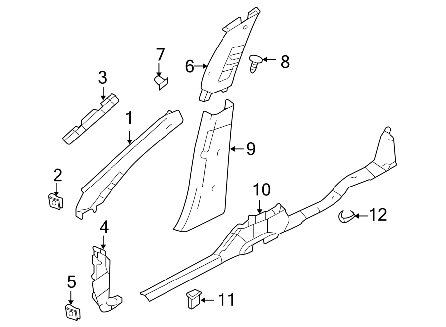 Diagram PILLARS. ROCKER & FLOOR. INTERIOR TRIM. for your Lincoln MKZ  