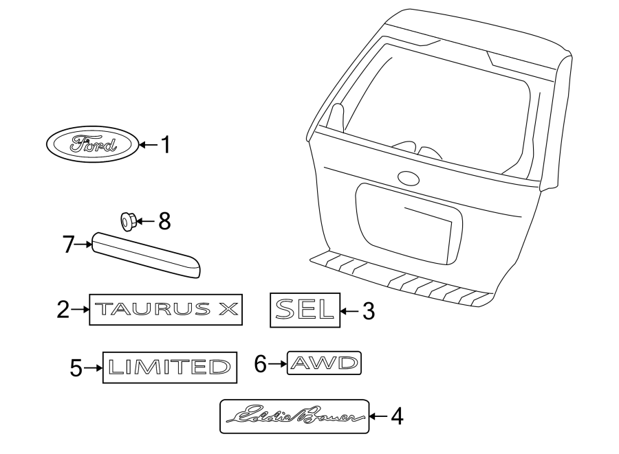 Diagram LIFT GATE. EXTERIOR TRIM. for your 2015 Lincoln MKZ   