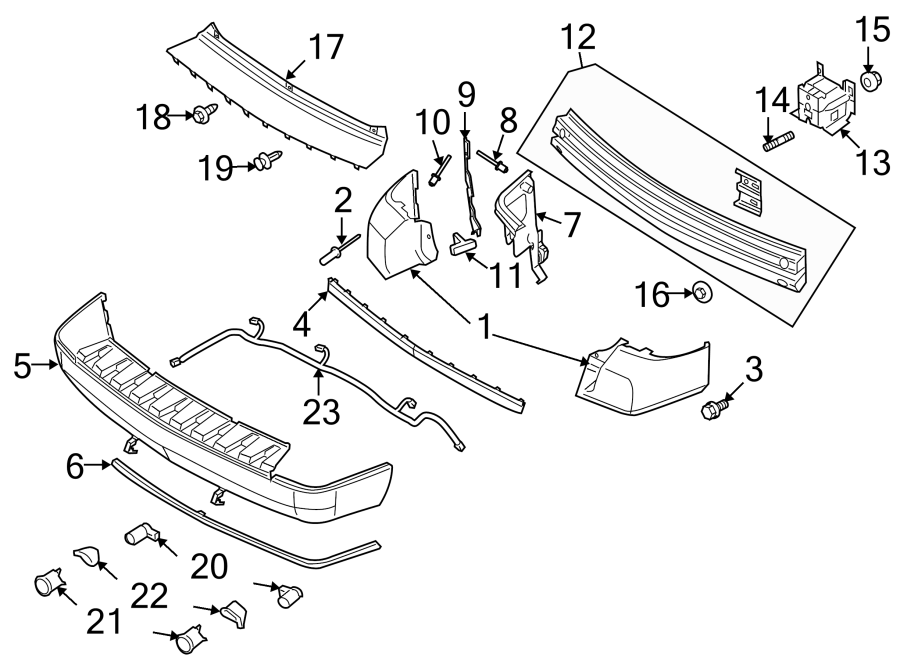 Diagram REAR BUMPER. BUMPER & COMPONENTS. for your 2011 Lincoln MKZ Base Sedan  