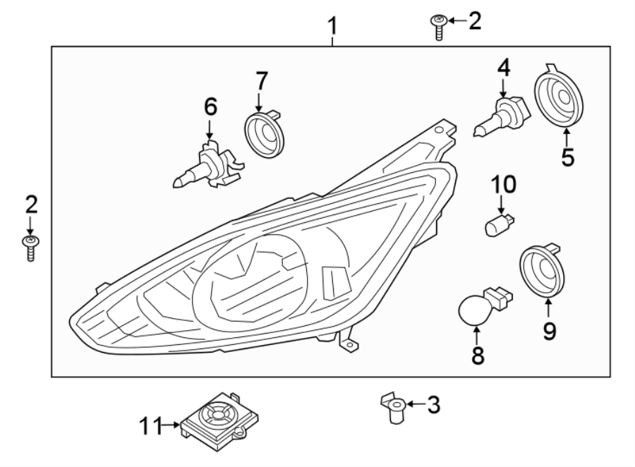 Diagram FRONT LAMPS. HEADLAMP COMPONENTS. for your 1996 Ford F-150   