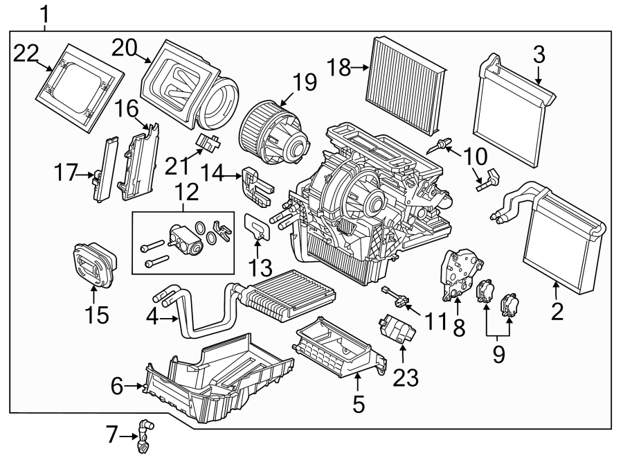 Diagram AIR CONDITIONER & HEATER. EVAPORATOR & HEATER COMPONENTS. for your 1999 Ford Expedition   