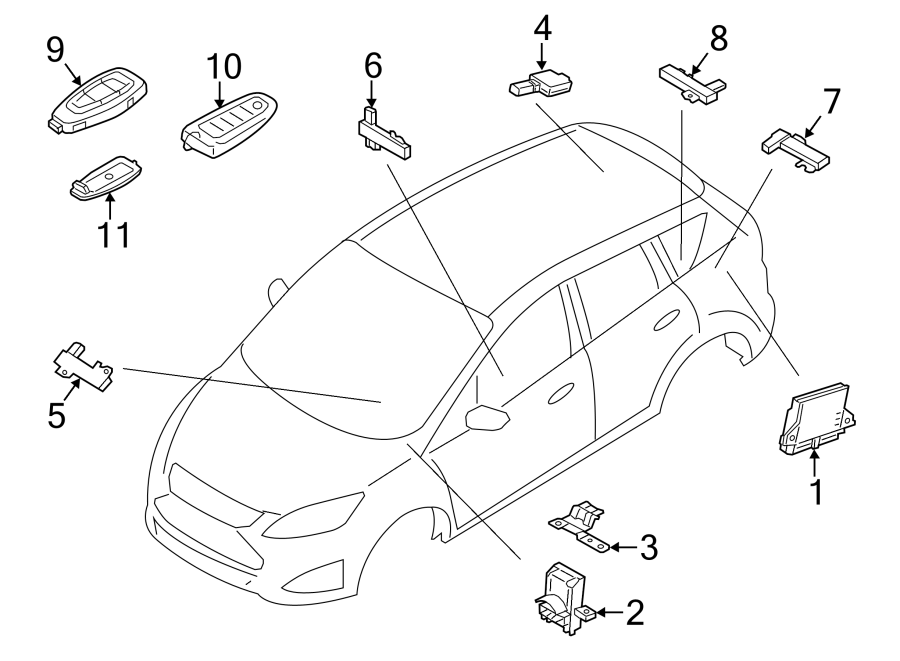 Diagram KEYLESS ENTRY COMPONENTS. for your 1992 Ford Bronco   