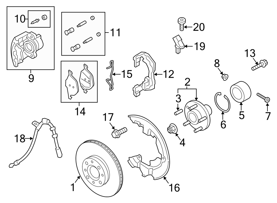 Diagram FRONT SUSPENSION. BRAKE COMPONENTS. for your Lincoln MKZ  