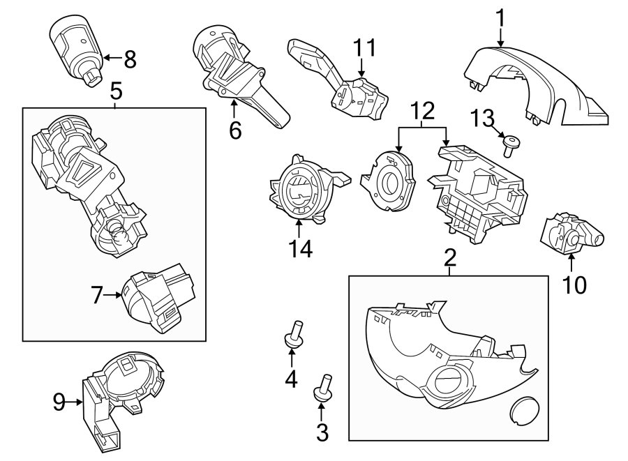 Diagram STEERING COLUMN. SHROUD. SWITCHES & LEVERS. for your 2006 Ford Focus   