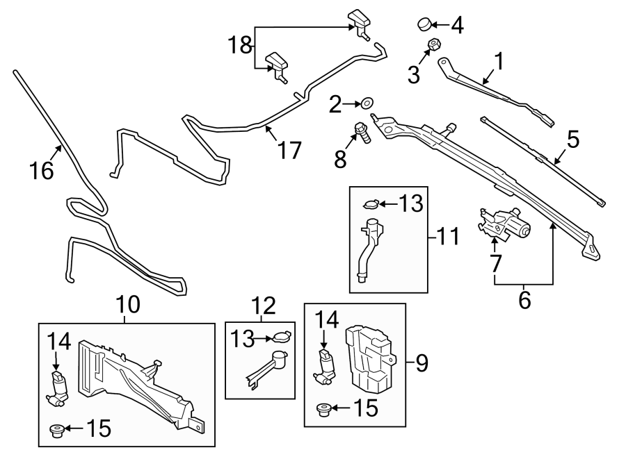 Diagram WINDSHIELD. WIPER & WASHER COMPONENTS. for your 2020 Lincoln MKZ   