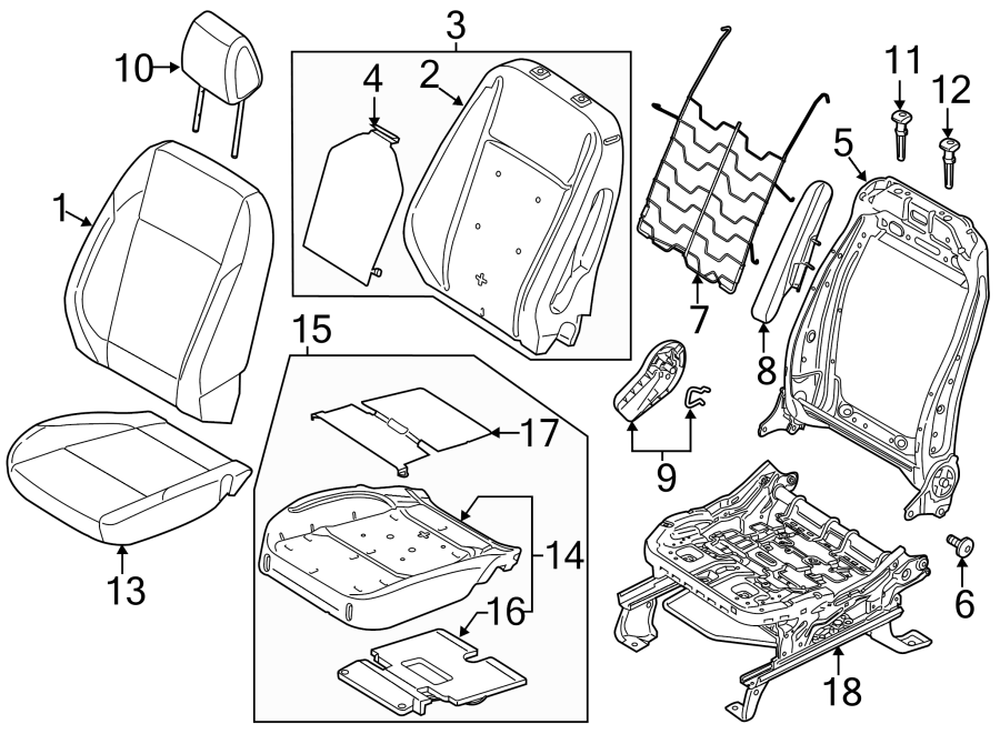 Diagram SEATS & TRACKS. PASSENGER SEAT COMPONENTS. for your 2004 Ford F-150   