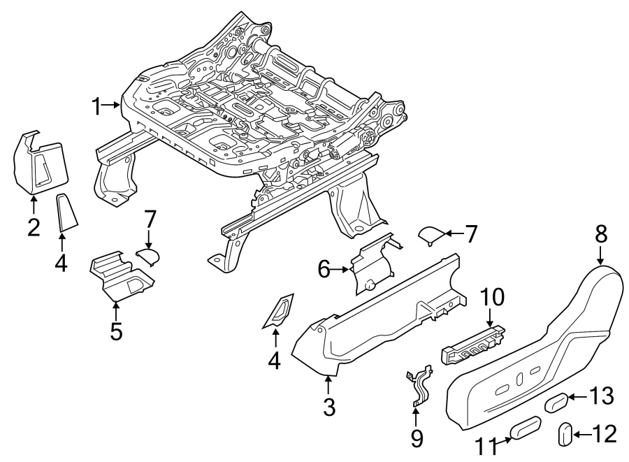 Diagram SEATS & TRACKS. TRACKS & COMPONENTS. for your 2009 Ford F-150 4.6L V8 A/T 4WD XL Extended Cab Pickup Fleetside 