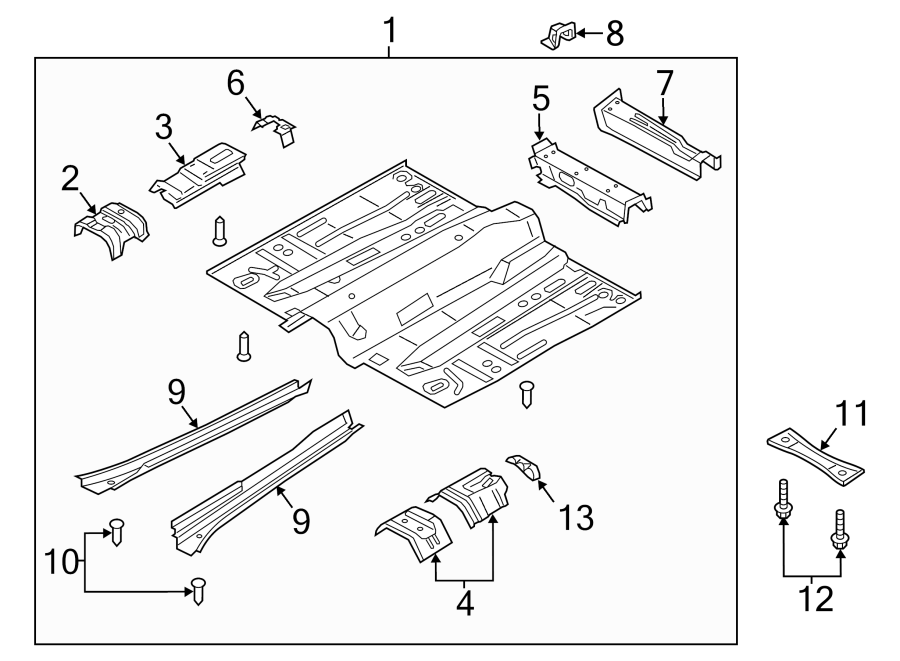 Diagram PILLARS. ROCKER & FLOOR. FLOOR & RAILS. for your Ford C-Max  