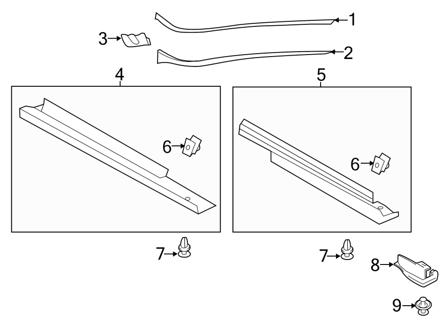 Diagram PILLARS. ROCKER & FLOOR. EXTERIOR TRIM. for your 2016 Ford Escape   