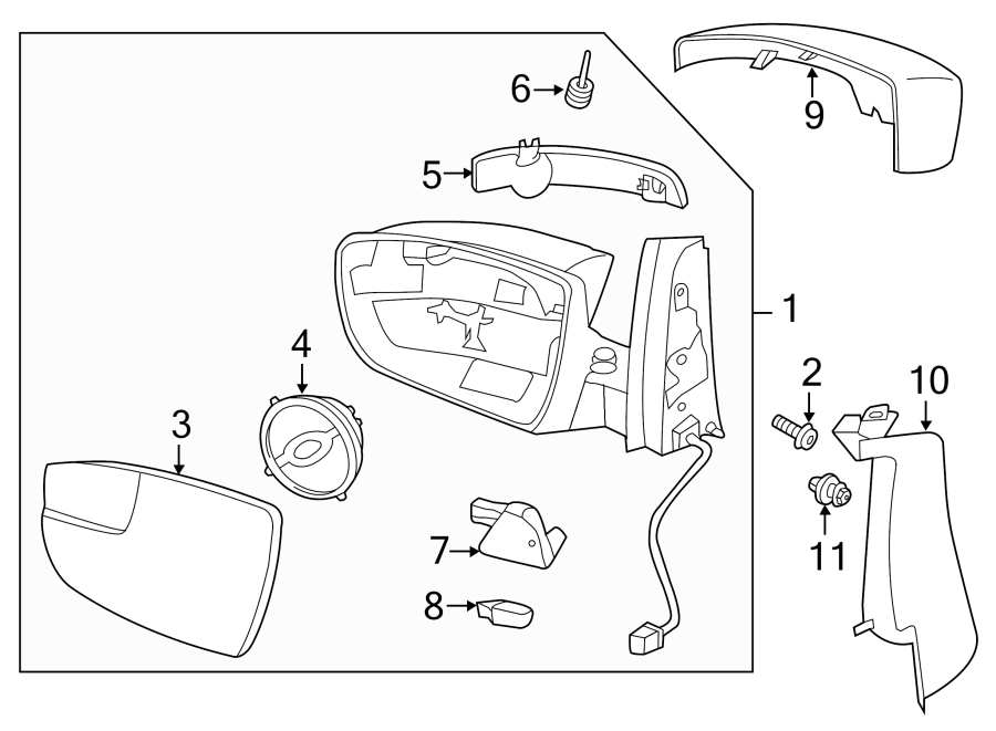 Diagram FRONT DOOR. OUTSIDE MIRRORS. for your 1988 Ford F-150  Custom Extended Cab Pickup Fleetside 