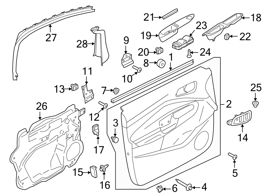 Diagram FRONT DOOR. INTERIOR TRIM. for your 1988 Ford Bronco   