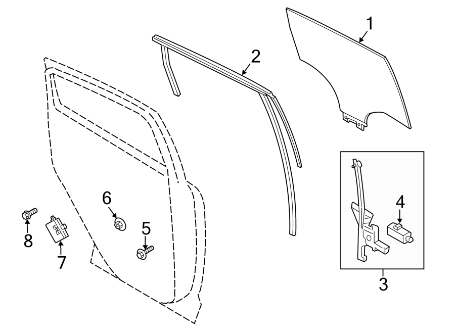 Diagram REAR DOOR. GLASS & HARDWARE. for your 2017 Ford F-150 3.5L Duratec V6 FLEX A/T 4WD XL Crew Cab Pickup Fleetside 