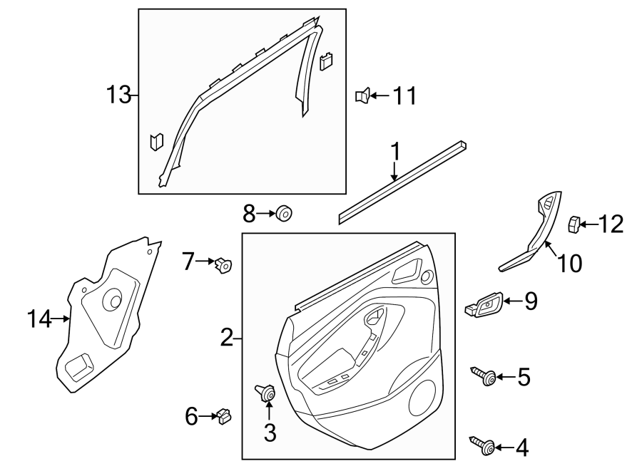 Diagram REAR DOOR. INTERIOR TRIM. for your 2018 Ford F-250 Super Duty 6.2L V8 FLEX A/T 4WD XLT Extended Cab Pickup 