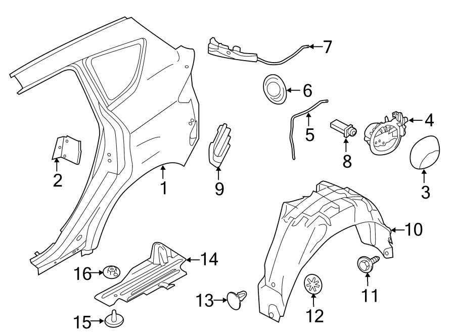 Diagram QUARTER PANEL & COMPONENTS. for your 2009 Lincoln MKZ   