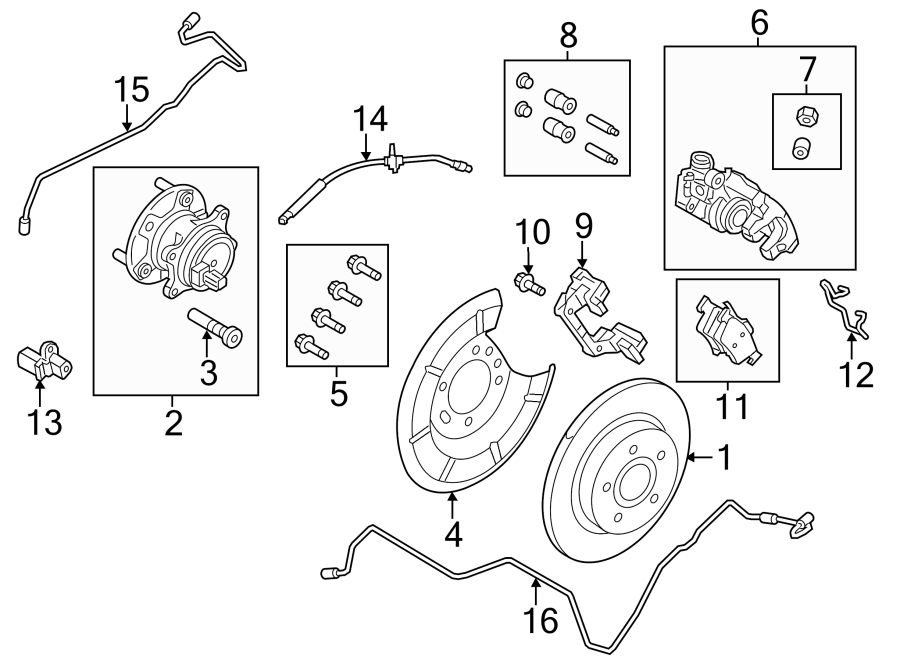 Diagram REAR SUSPENSION. BRAKE COMPONENTS. for your 2016 Lincoln MKZ Base Sedan 2.0L EcoBoost A/T FWD 