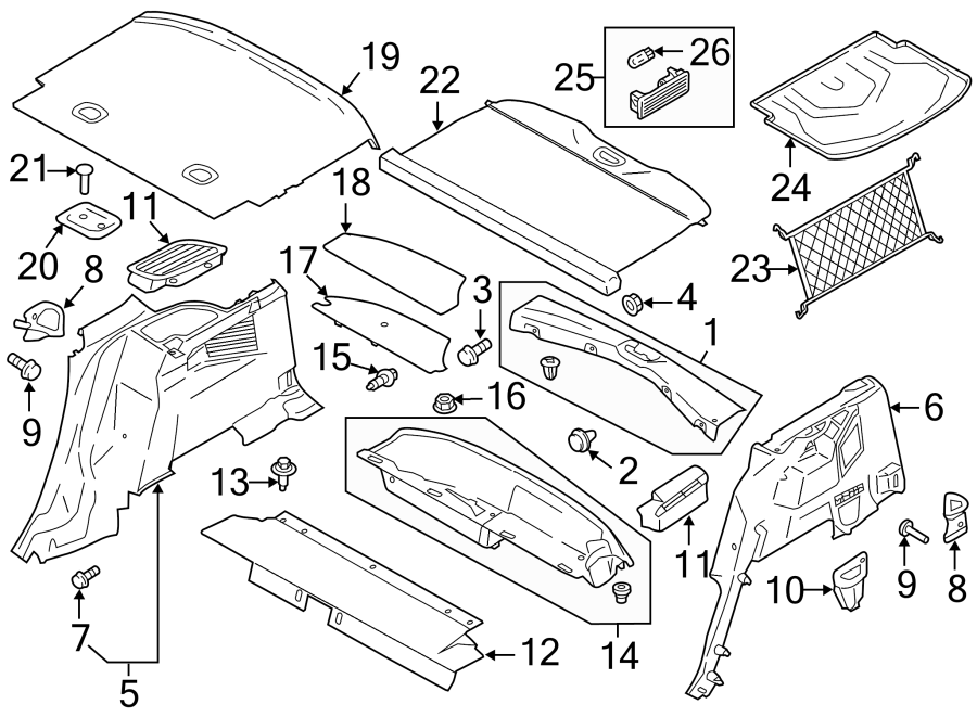 Diagram REAR BODY & FLOOR. INTERIOR TRIM. for your 2019 Lincoln MKZ Reserve I Sedan  