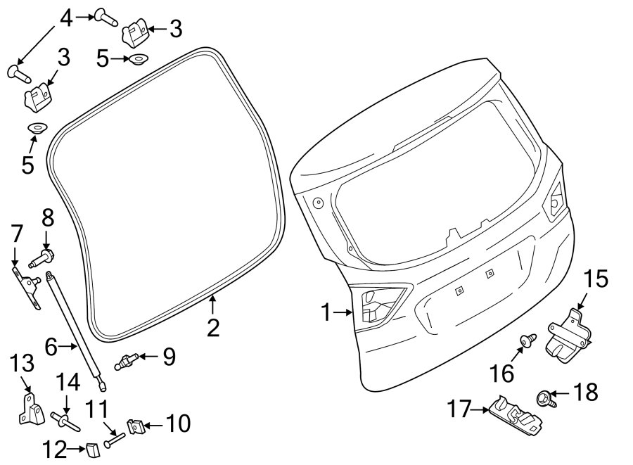 Diagram GATE & HARDWARE. for your 2018 Ford Focus  SE Sedan 