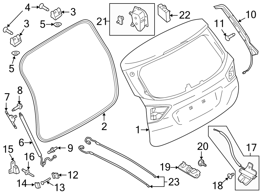 Diagram GATE & HARDWARE. for your 2015 Ford Focus  SE Sedan 