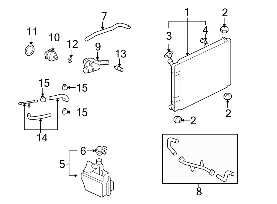 Diagram RADIATOR & COMPONENTS. for your Ford Focus  