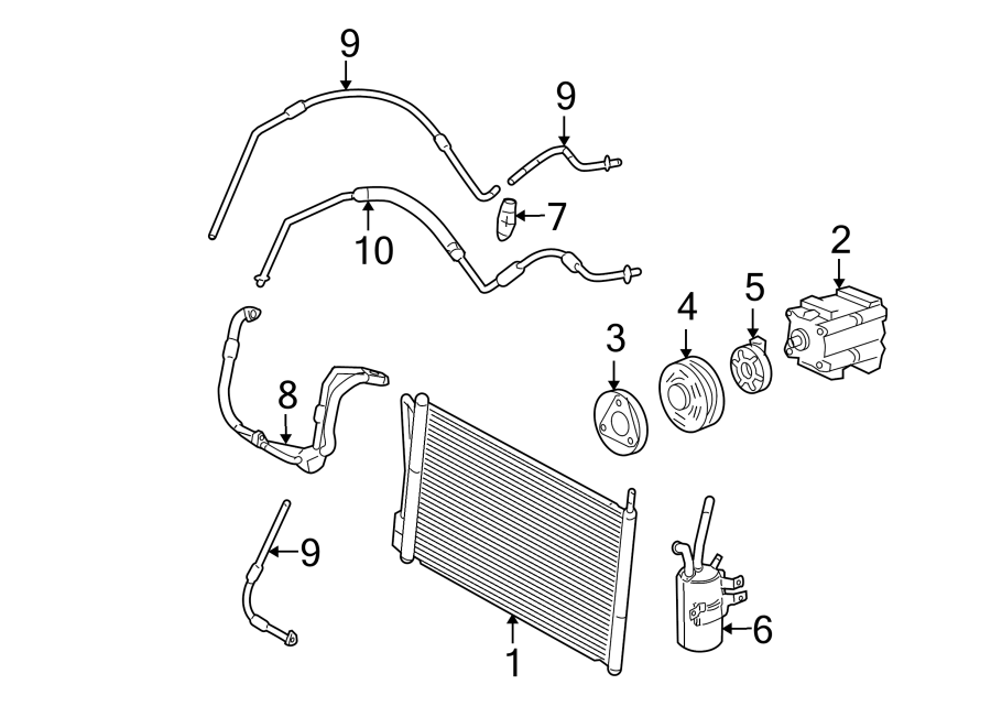 Diagram AIR CONDITIONER & HEATER. COMPRESSOR & LINES. for your 2003 Ford Ranger 3.0L Vulcan V6 FLEX M/T RWD XL Extended Cab Pickup Stepside 