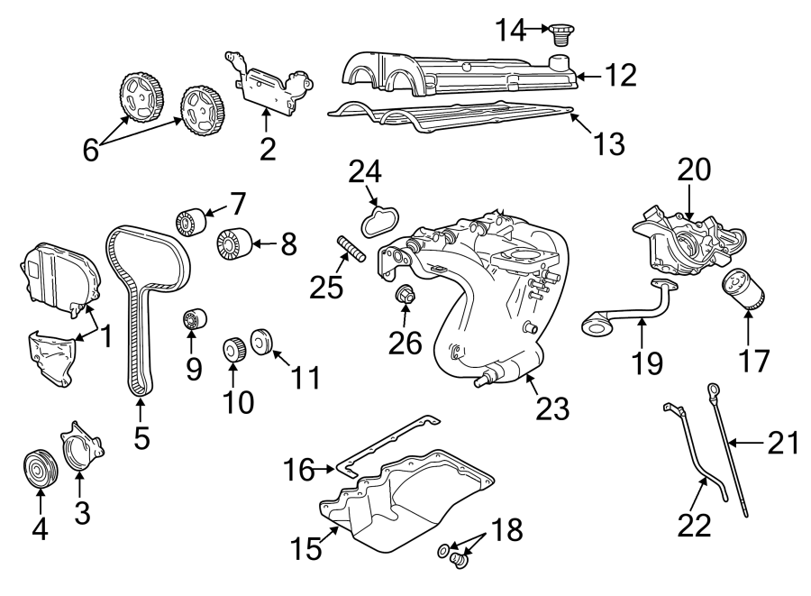 Diagram Engine / transaxle. Engine parts. for your 1996 Ford