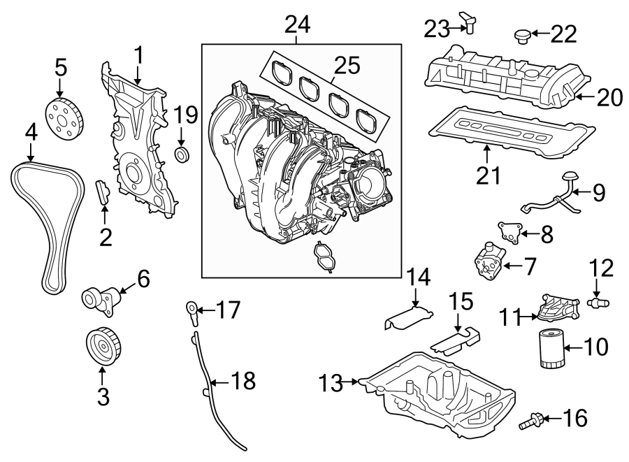 Diagram ENGINE / TRANSAXLE. ENGINE PARTS. for your 2016 Lincoln MKZ Black Label Sedan 2.0L EcoBoost A/T AWD 